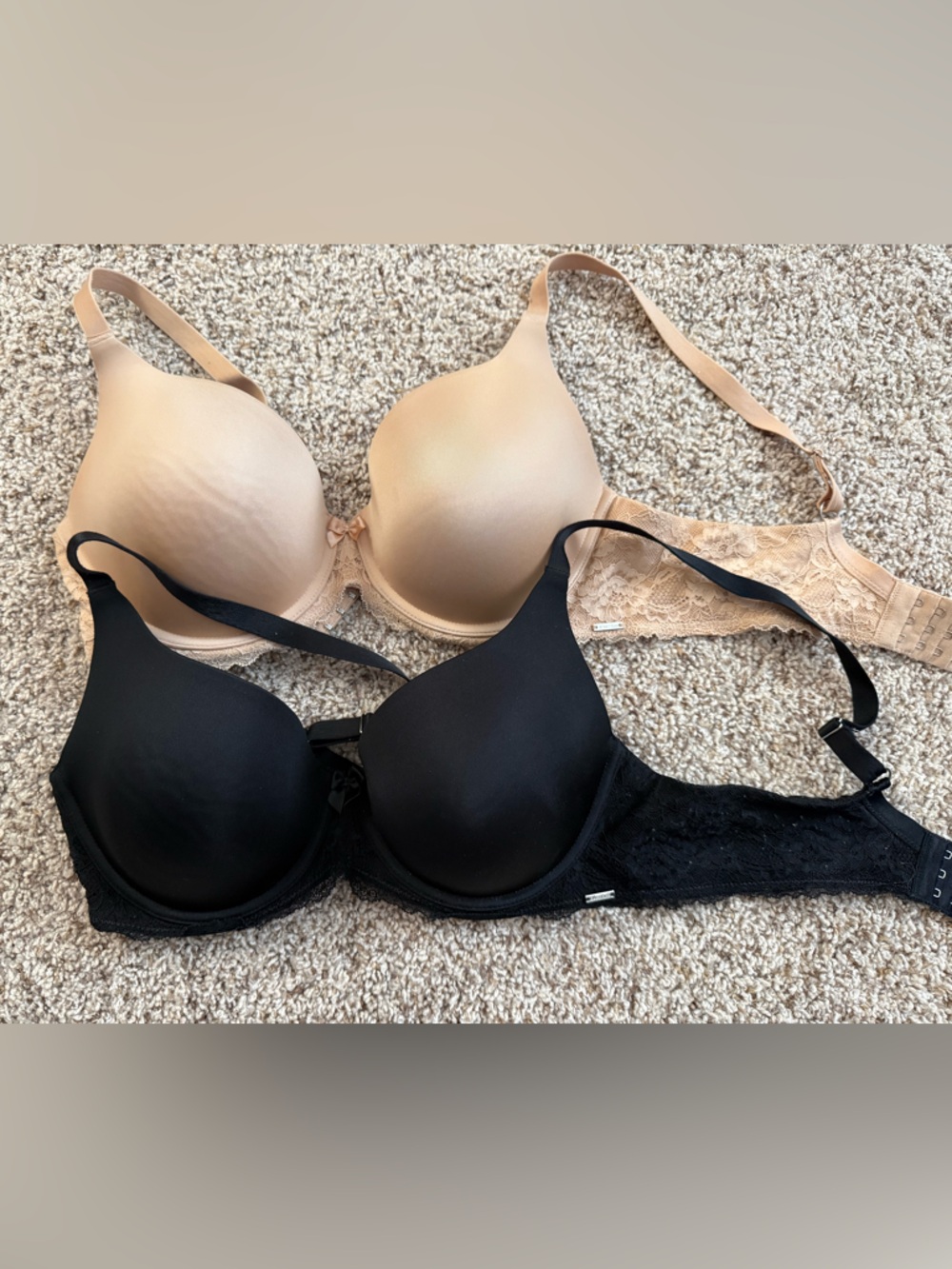 La Vie En Rose Black and Nude Seamless T-Shirt Bra Duo